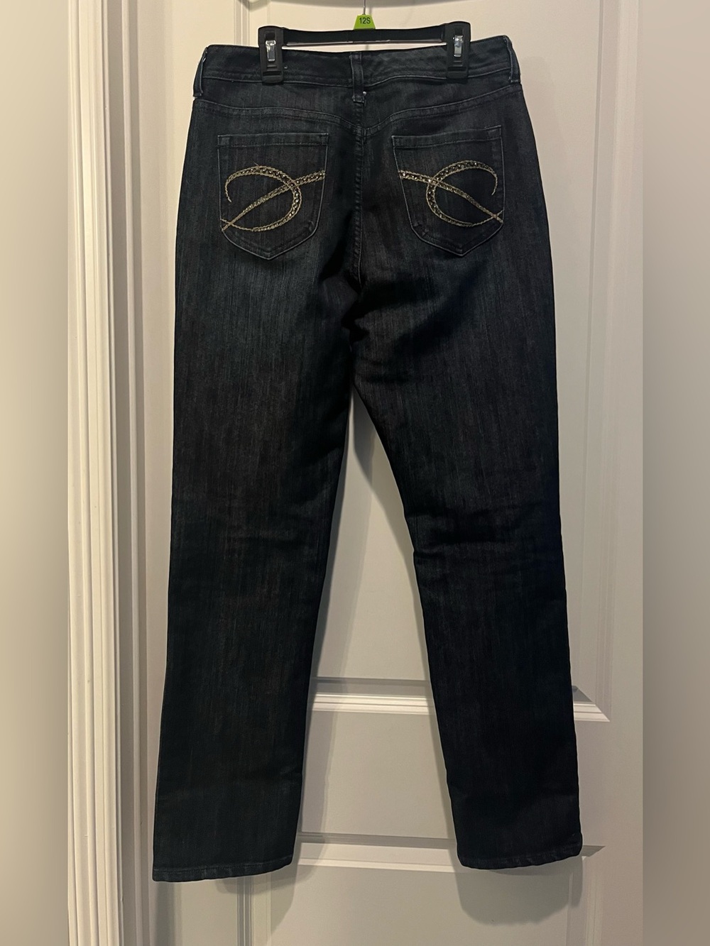 Women's CHICO”S Platinum Alannis RG HR  Straight Black Jeans Size 1 REG  / 8 M